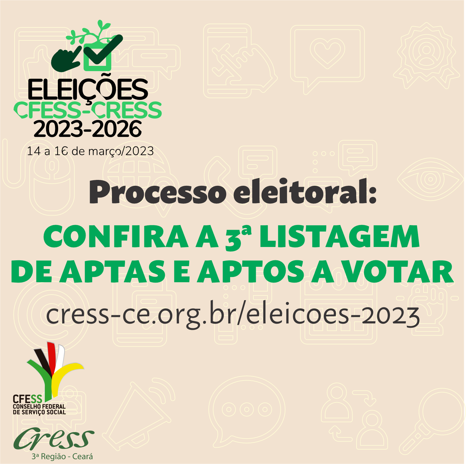 Cress Ceará divulga a última listagem das/os aptas/os a votar nas